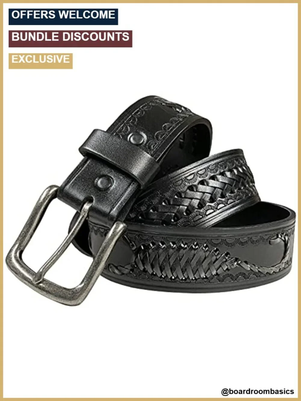 Genuine Leather Western Hand-Braided Belt 1.5